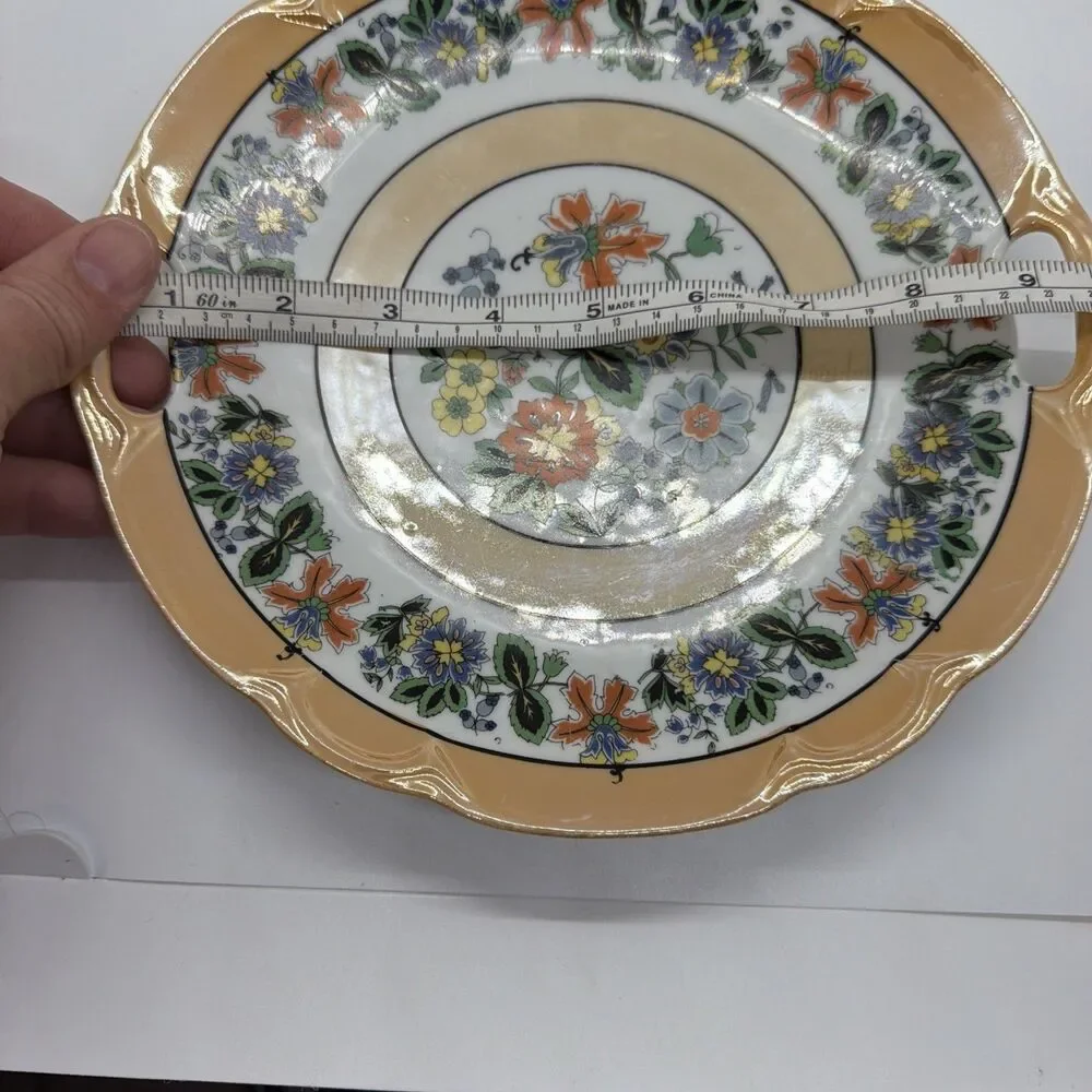 Vintage Bavaria Floral Porcelain Decorative Serving Plate With Handles